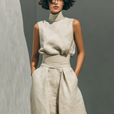 Maria – Minimalistički set od pamuka i lana s topom i širokim pantalonama