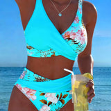 Hibisco | Cvjetni Bikini s Preklopom i Visokim Donjim Dijelom
