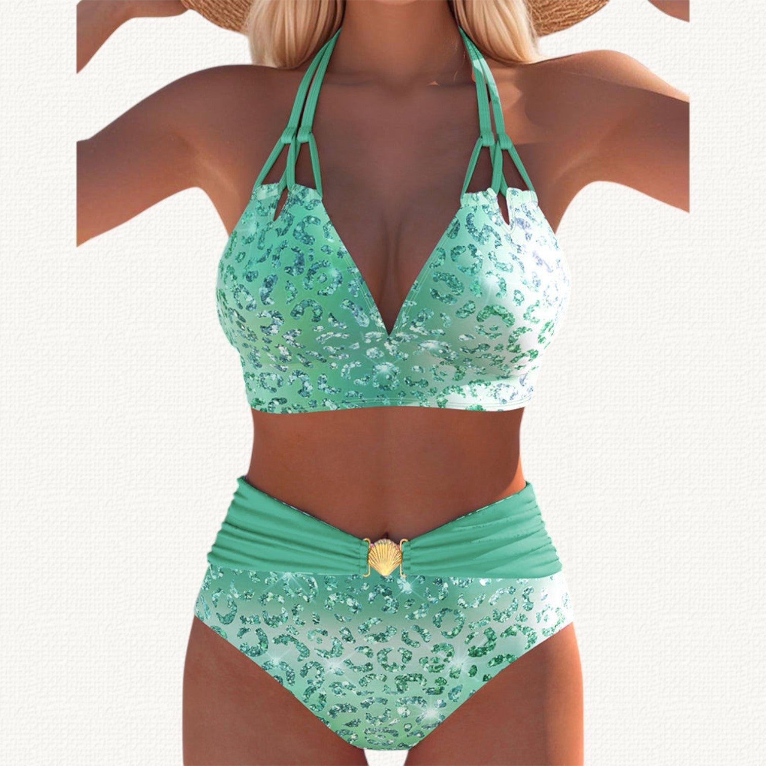 Sirena | Bikini Halter s Gradijentnim Leopard Printom