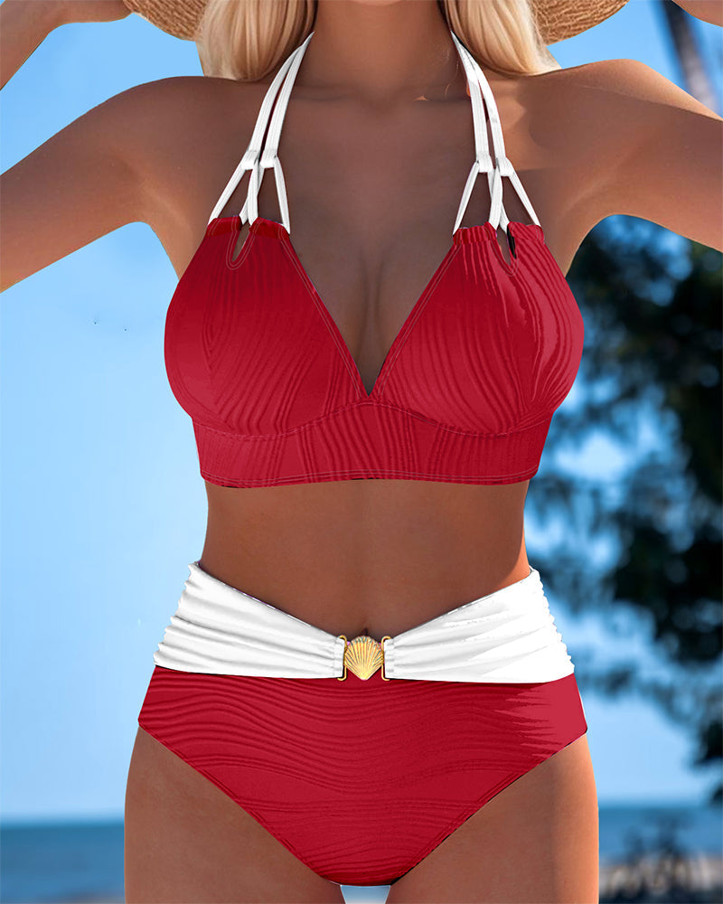 Coral | Bikinij s halterom u bicolor s detaljem školjke