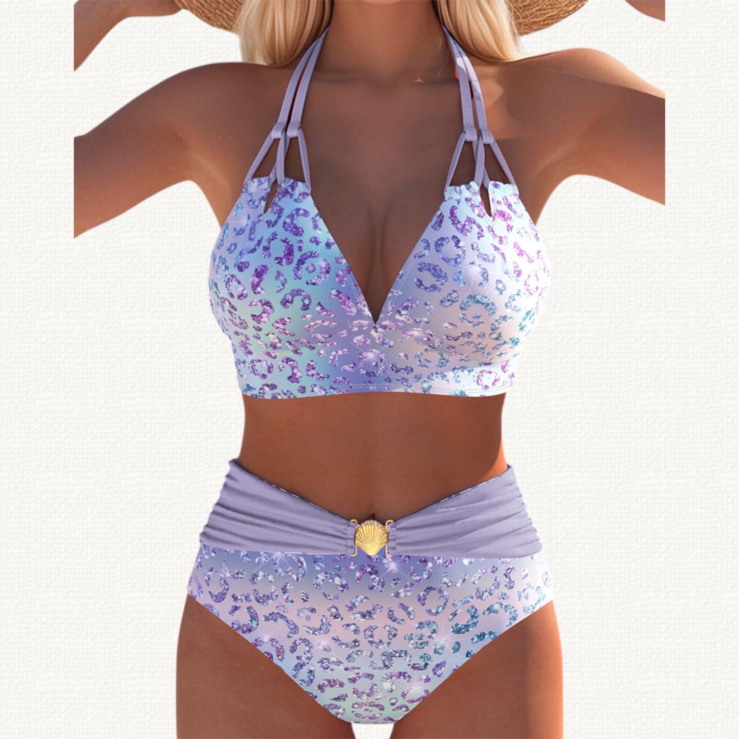 Sirena | Bikini Halter s Gradijentnim Leopard Printom