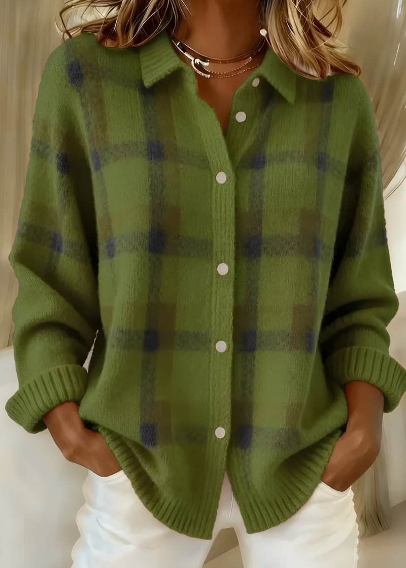 Nina - Cardigan Doux à Carreaux