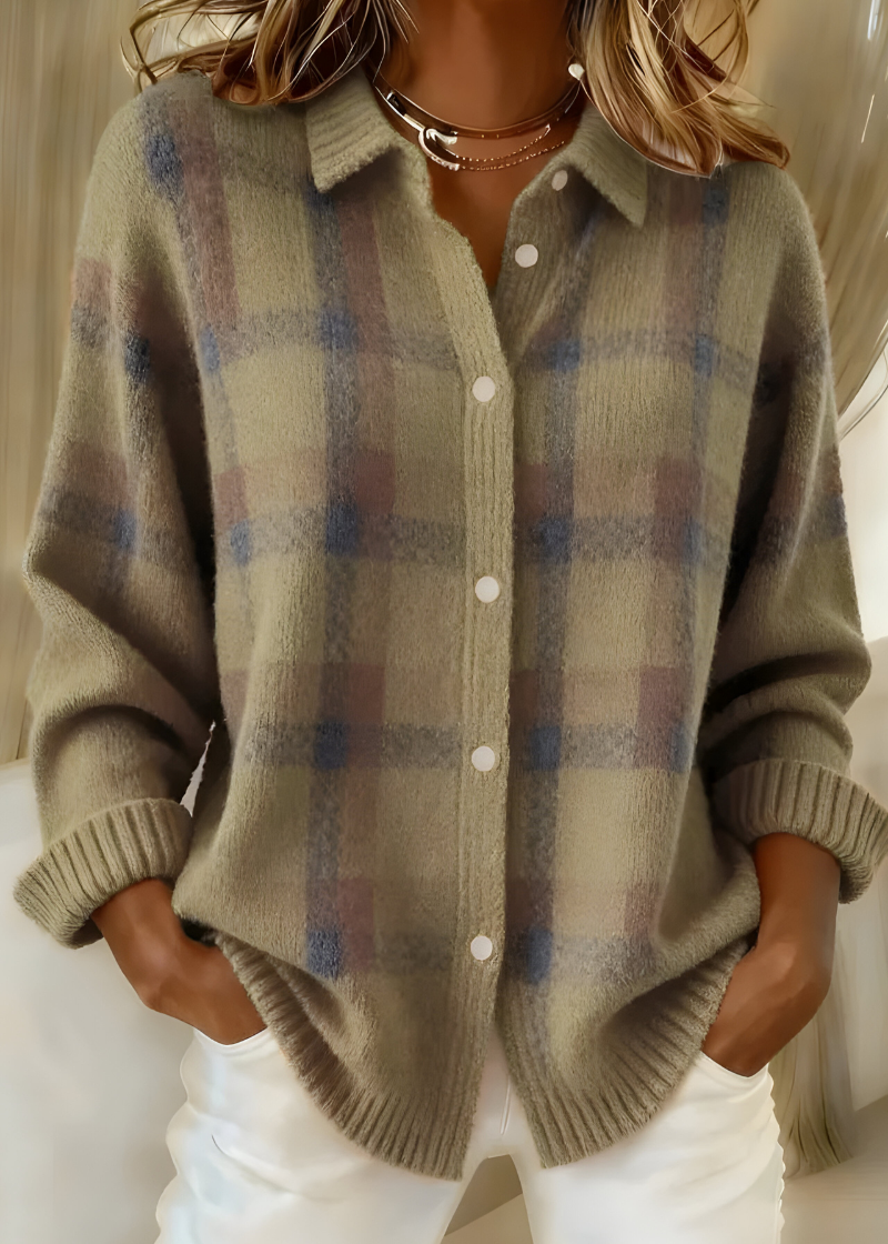 Nina - Cardigan Doux à Carreaux