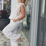 Trinidad™ | Bijeli Set Bluze i Širokih Hlača