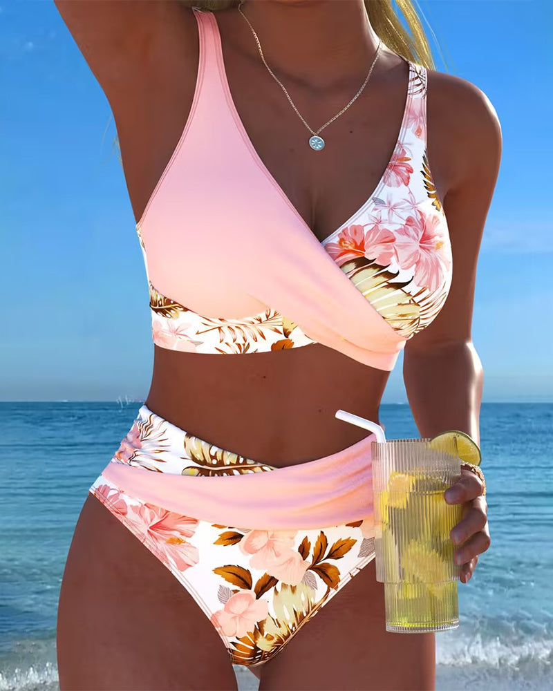 Hibisco | Cvjetni Bikini s Preklopom i Visokim Donjim Dijelom