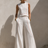 Elegantni Set Hlača s Kontrastnim Šavovima