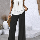 Gregoria™ | Bicolor Set Bijela Bluza i Crne Hlače