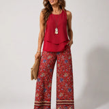 Cayetana™ | Boho Set s Raskošnim Topom i Cvjetnim Hlačama