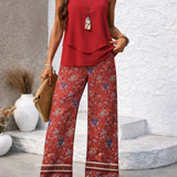 Cayetana™ | Boho Set s Raskošnim Topom i Cvjetnim Hlačama