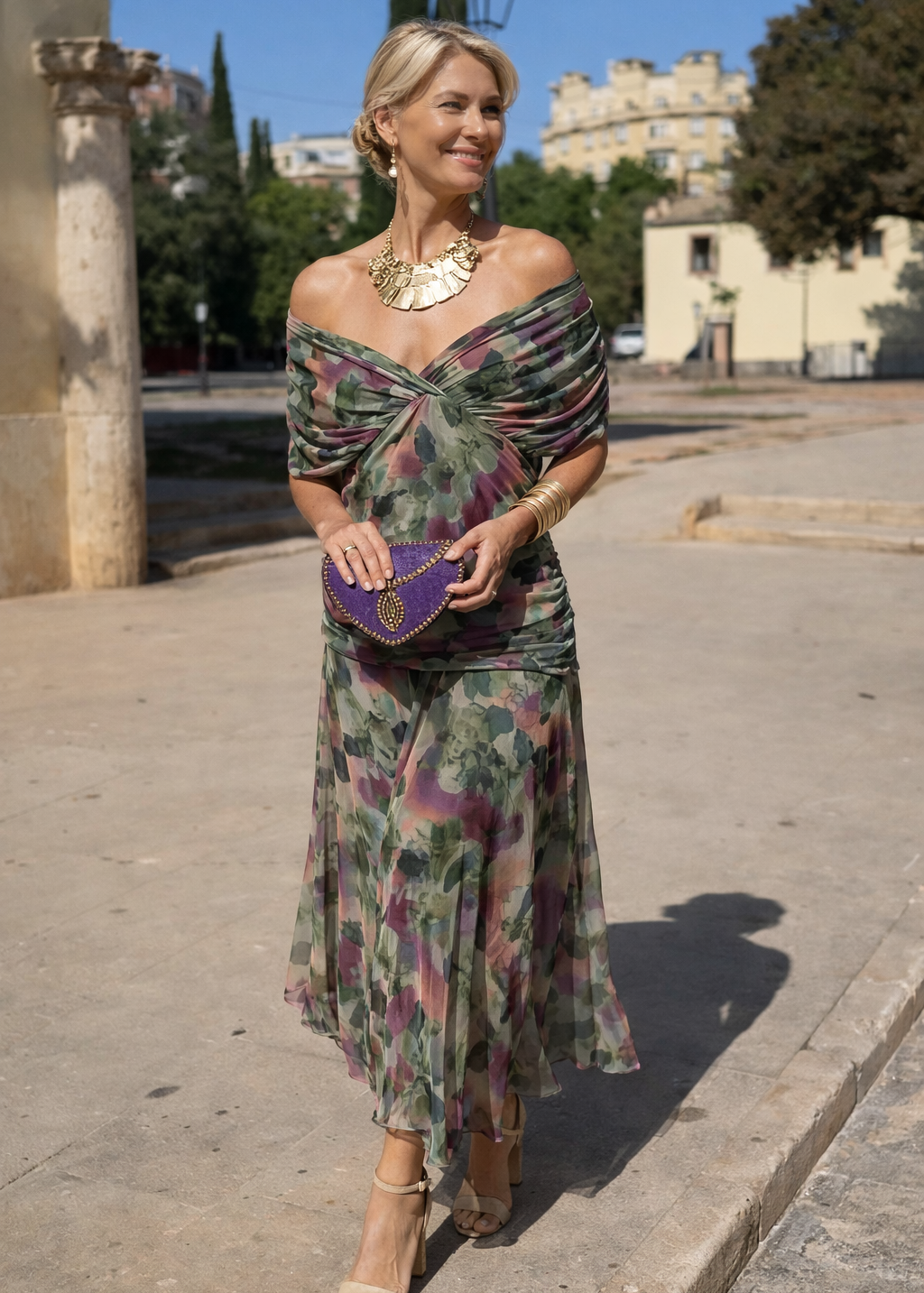 Olivia - Elegantna duga svečana haljina sa V-izrezom