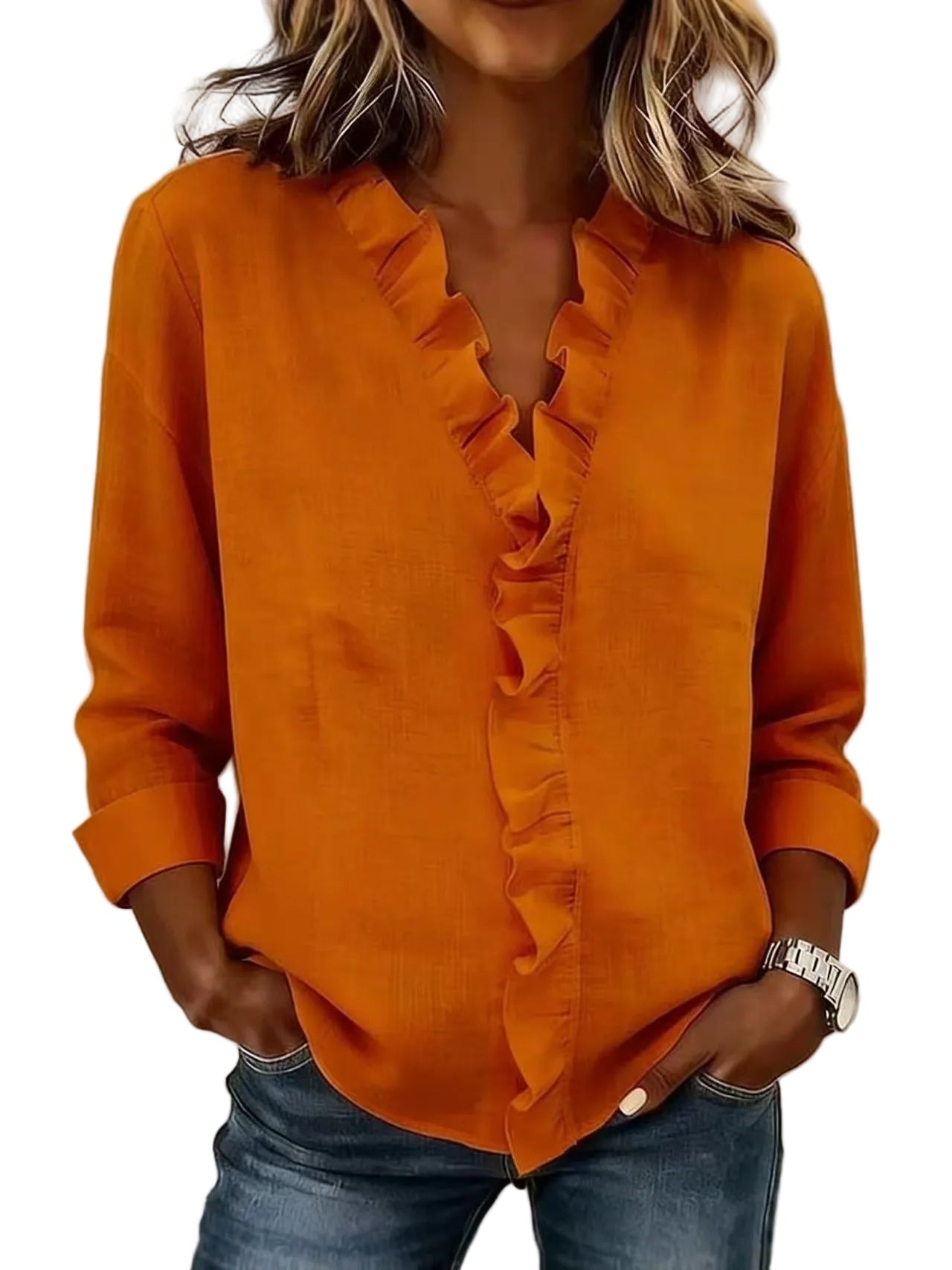 CLARA - Bluza s V izrezom i nježnim volanima