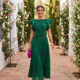 Seraphina | Elegantna Maxi Haljina S Pliseom I Svezanom Strukom