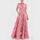 Beatrice™ | Roze haljina sa puff rukavima