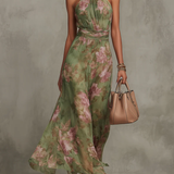 Livia | Elegantna Maxi Halter Haljina s Cvjetnim Uzorkom