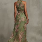 Livia | Elegantna Maxi Halter Haljina s Cvjetnim Uzorkom