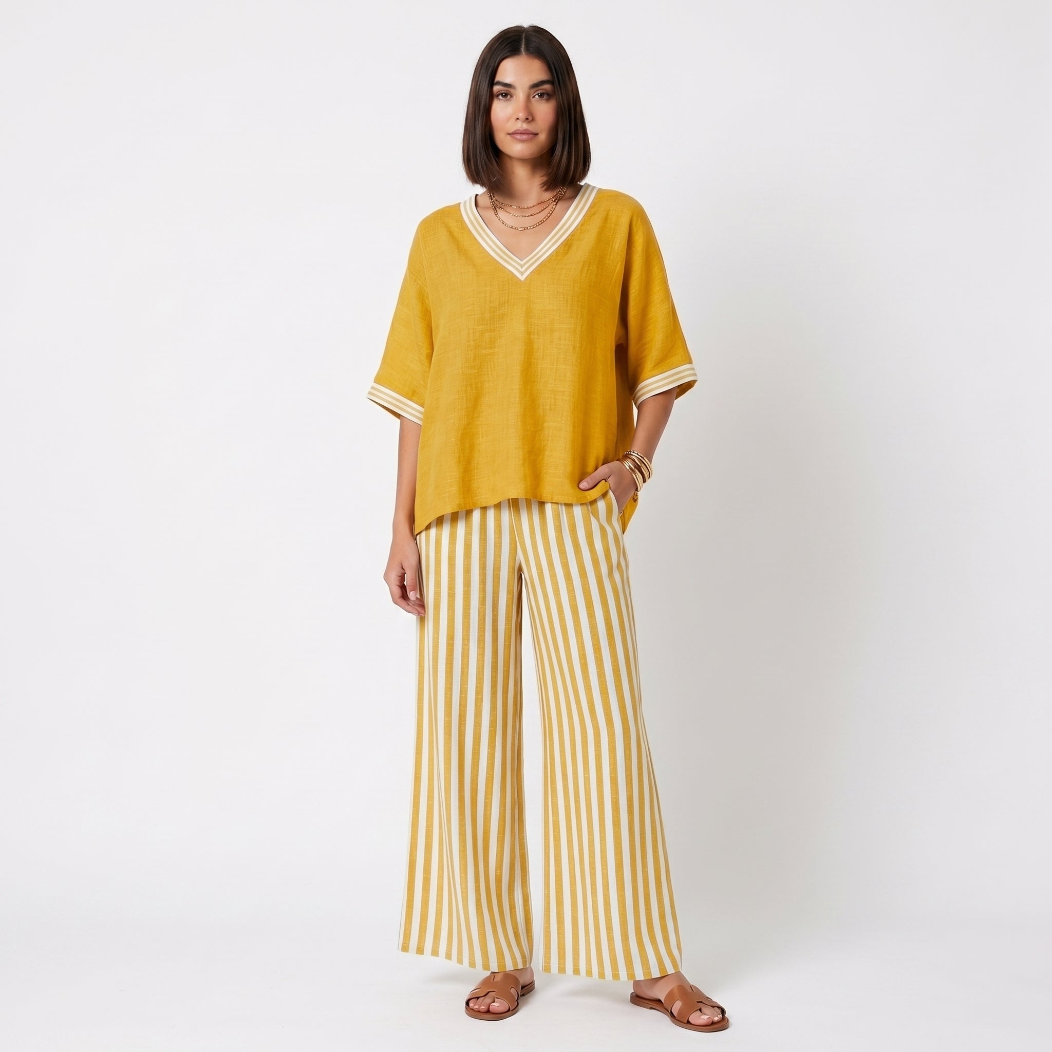 Clara - Set Tunik i Hlača s Prugama