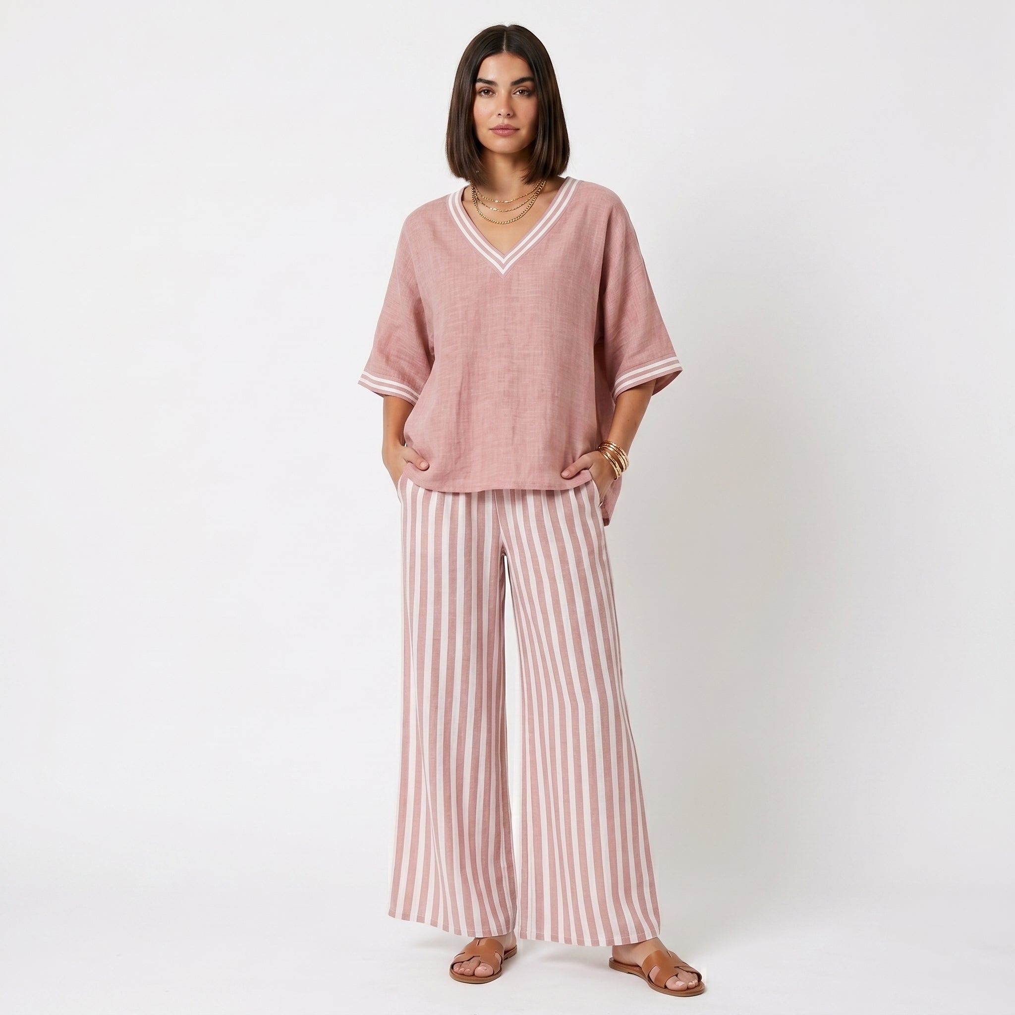 Clara - Set Tunik i Hlača s Prugama