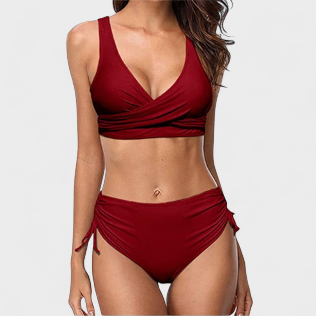 Helena - Bikinij s visokom strukom i preklopnim topom