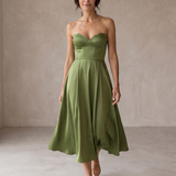 Liora | Elegantna Midi Haljina Bez Naramenica